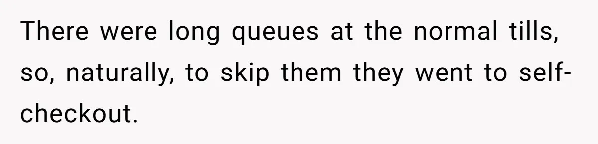 There were long queues at the normal tills, so, naturally, to skip them they went to self-checkout.