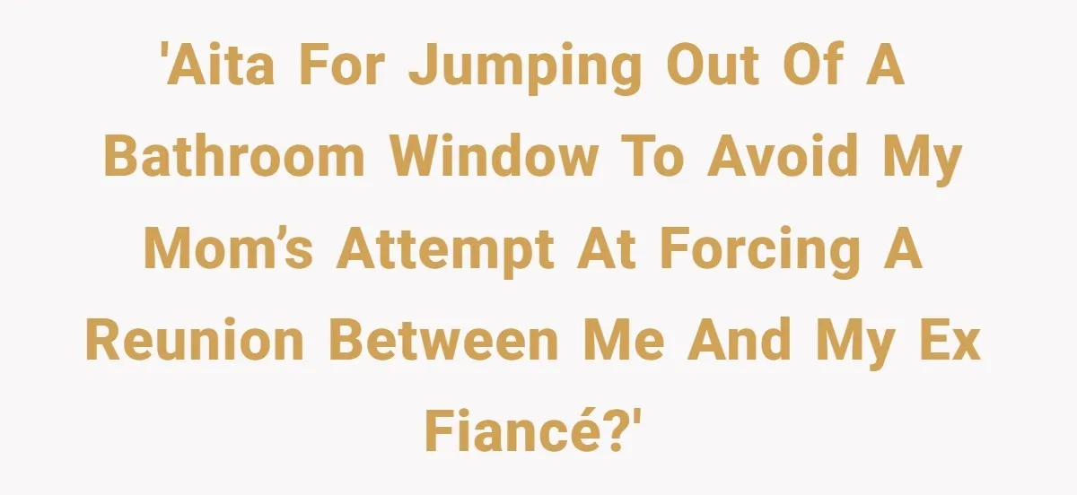'AITA for jumping out of a bathroom window to avoid my mom’s attempt at forcing a reunion between me and my ex fiancé?'