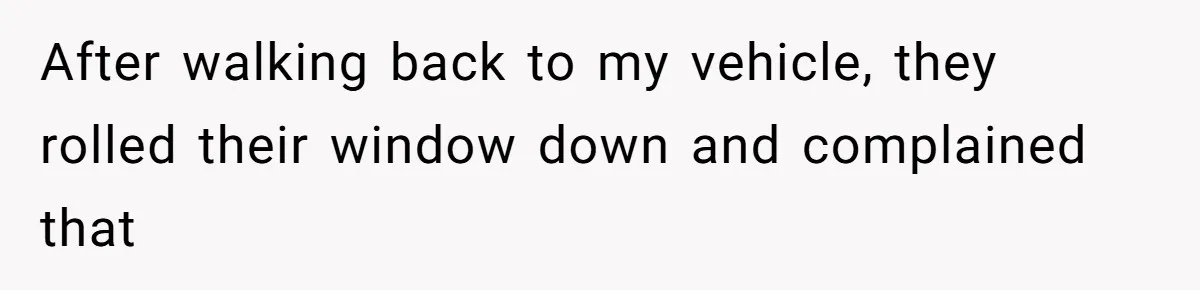 After walking back to my vehicle, they rolled their window down and complained that