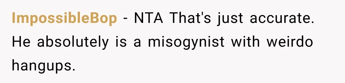 Man Calls His Brother An Insecure Man-Baby Over Comments About His Wife’s Makeup ImpossibleBop − NTA That's just accurate. He absolutely is a misogynist with weirdo hangups.