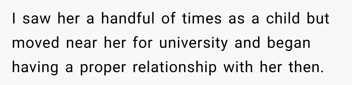 Sister Skips Dad's Funeral But Cashes Inheritance Check While Grieving Sibling Handles Everything Alone I saw her a handful of times as a child but moved near her for university and began having a proper relationship with her then.