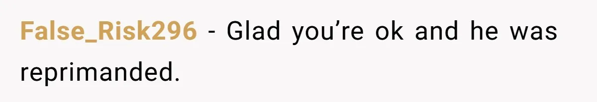 False_Risk296 − Glad you’re ok and he was reprimanded.