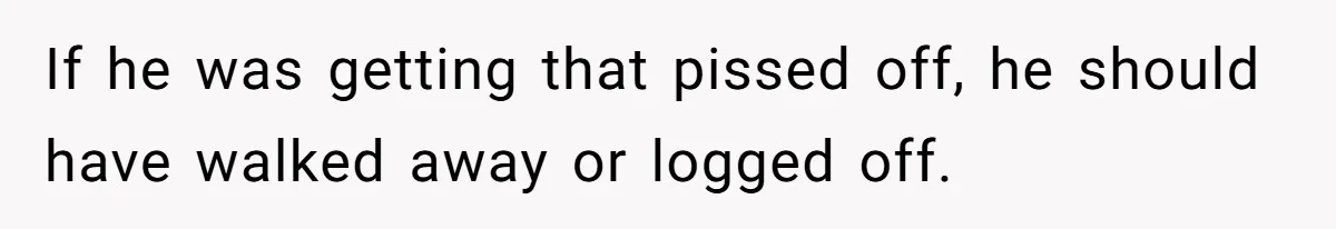 If he was getting that pissed off, he should have walked away or logged off.