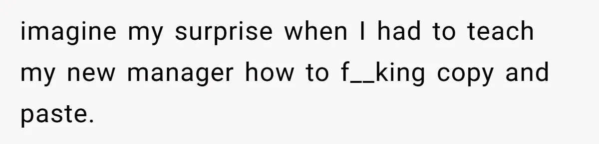 imagine my surprise when I had to teach my new manager how to f__king copy and paste.