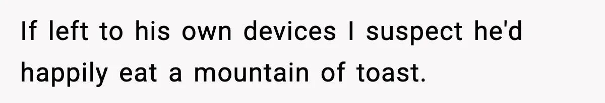 If left to his own devices I suspect he'd happily eat a mountain of toast.