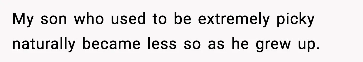 My son who used to be extremely picky naturally became less so as he grew up.
