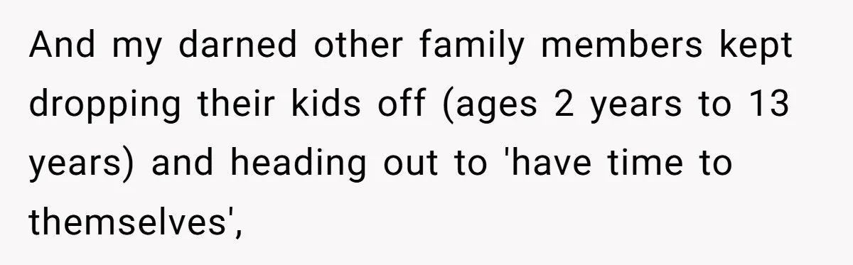 And my darned other family members kept dropping their kids off (ages 2 years to 13 years) and heading out to 'have time to themselves',