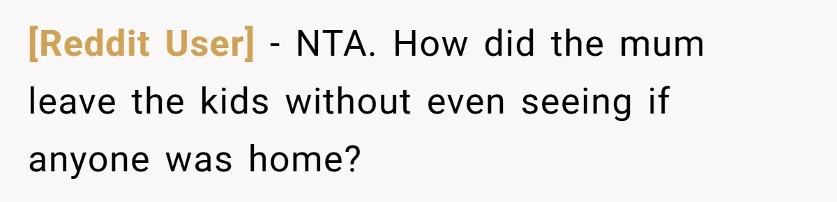 [Reddit User] − NTA. How did the mum leave the kids without even seeing if anyone was home?