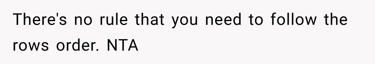 There's no rule that you need to follow the rows order. NTA