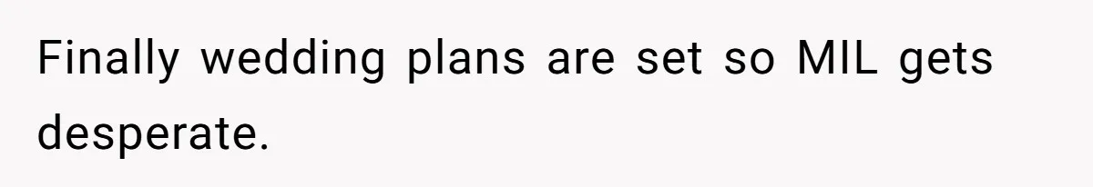 Finally wedding plans are set so MIL gets desperate.
