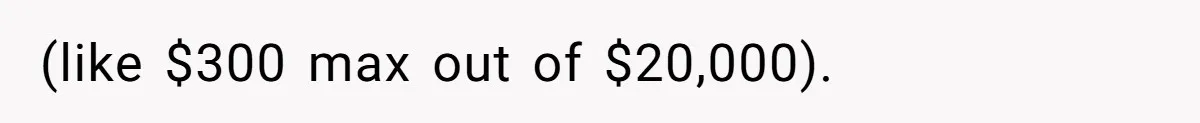 (like $300 max out of $20,000).