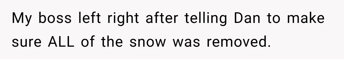 My boss left right after telling Dan to make sure ALL of the snow was removed.