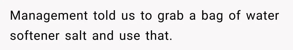Management told us to grab a bag of water softener salt and use that.