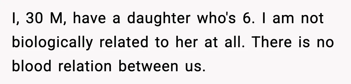 Woman Secretly DNA Tests Her Fiancé’s Niece, Then Accuses Dad Of Raising An “Affair Baby” In Front Of Tahe Child I, 30 M, have a daughter who's 6. I am not biologically related to her at all. There is no blood relation between us.