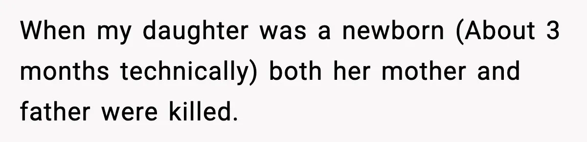 Woman Secretly DNA Tests Her Fiancé’s Niece, Then Accuses Dad Of Raising An “Affair Baby” In Front Of Tahe Child When my daughter was a newborn (About 3 months technically) both her mother and father were killed.