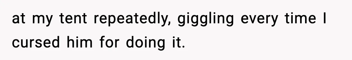 at my tent repeatedly, giggling every time I cursed him for doing it.