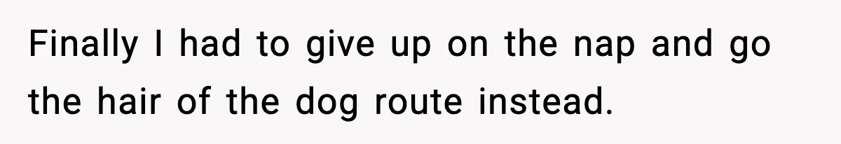 Finally I had to give up on the nap and go the hair of the dog route instead.