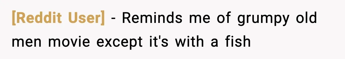 [Reddit User] − Reminds me of grumpy old men movie except it's with a fish