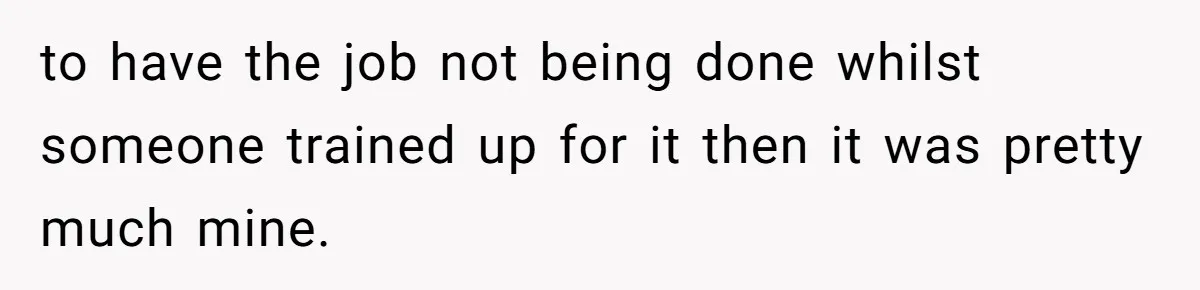 to have the job not being done whilst someone trained up for it then it was pretty much mine.