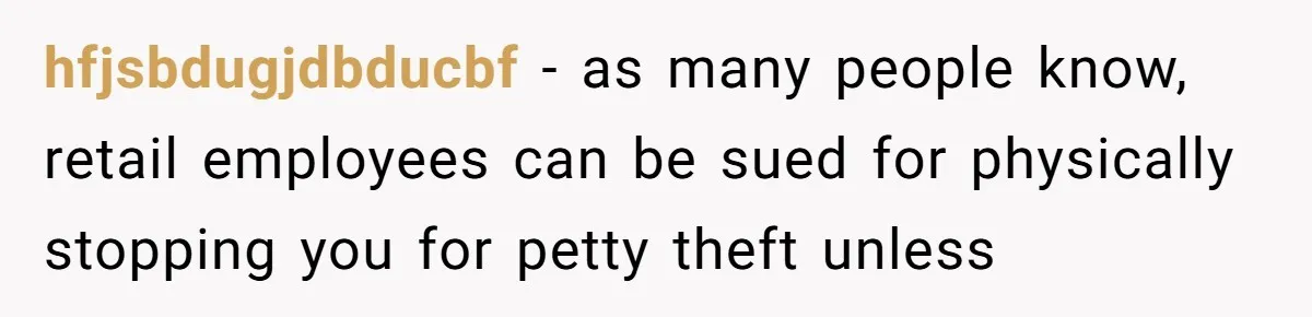 hfjsbdugjdbducbf − as many people know, retail employees can be sued for physically stopping you for petty theft unless