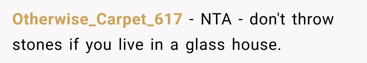 Otherwise_Carpet_617 − NTA - don't throw stones if you live in a glass house.
