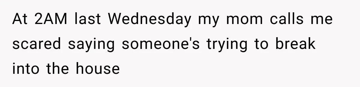 At 2AM last Wednesday my mom calls me scared saying someone's trying to break into the house