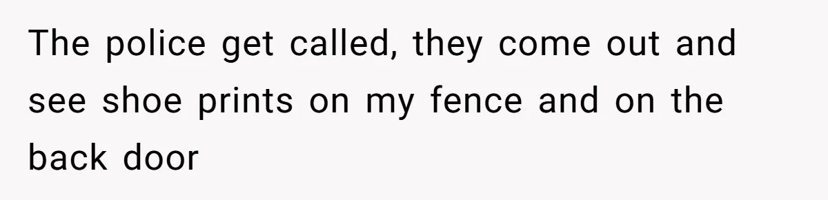 The police get called, they come out and see shoe prints on my fence and on the back door