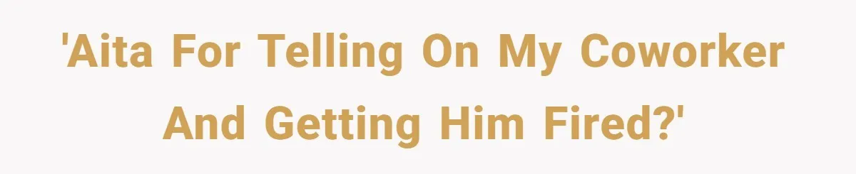 'AITA for telling on my coworker and getting him fired?'