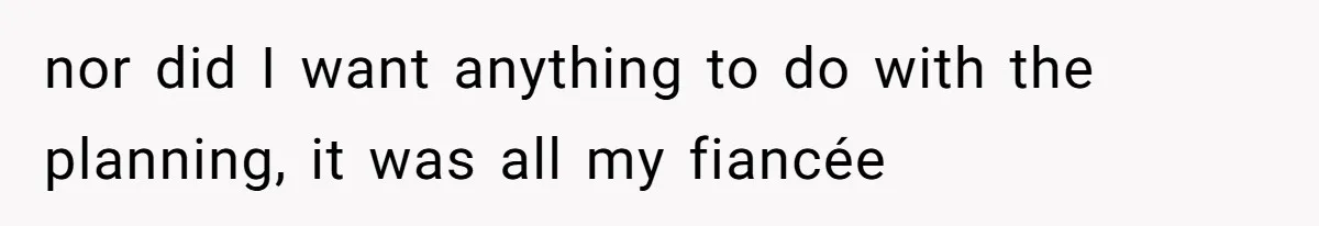 nor did I want anything to do with the planning, it was all my fiancée