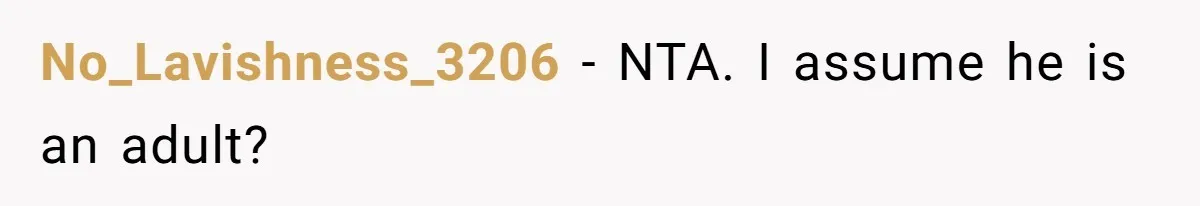 No_Lavishness_3206 − NTA. I assume he is an adult?