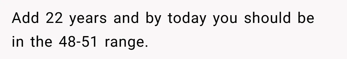 Boss Refused To Pay $70K, So This Employee Walked Away With $1.8 Million Add 22 years and by today you should be in the 48-51 range.
