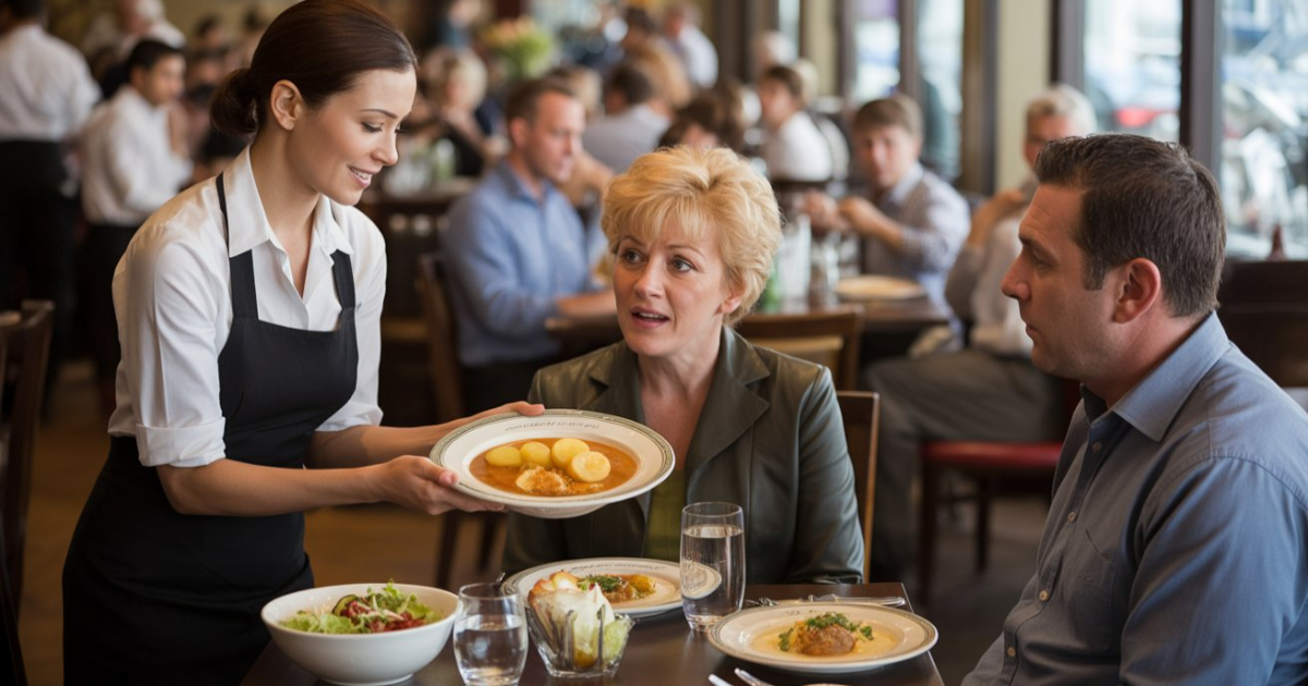 Man Acts Like King Of The Table, Server Silently Hands Her All The Glory