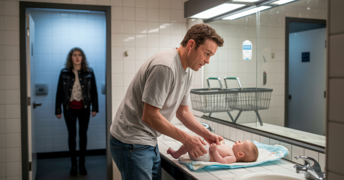 Dad Enters Women’s Restroom To Change His Baby's Diaper, Chaos Ensues When One Woman Loses It