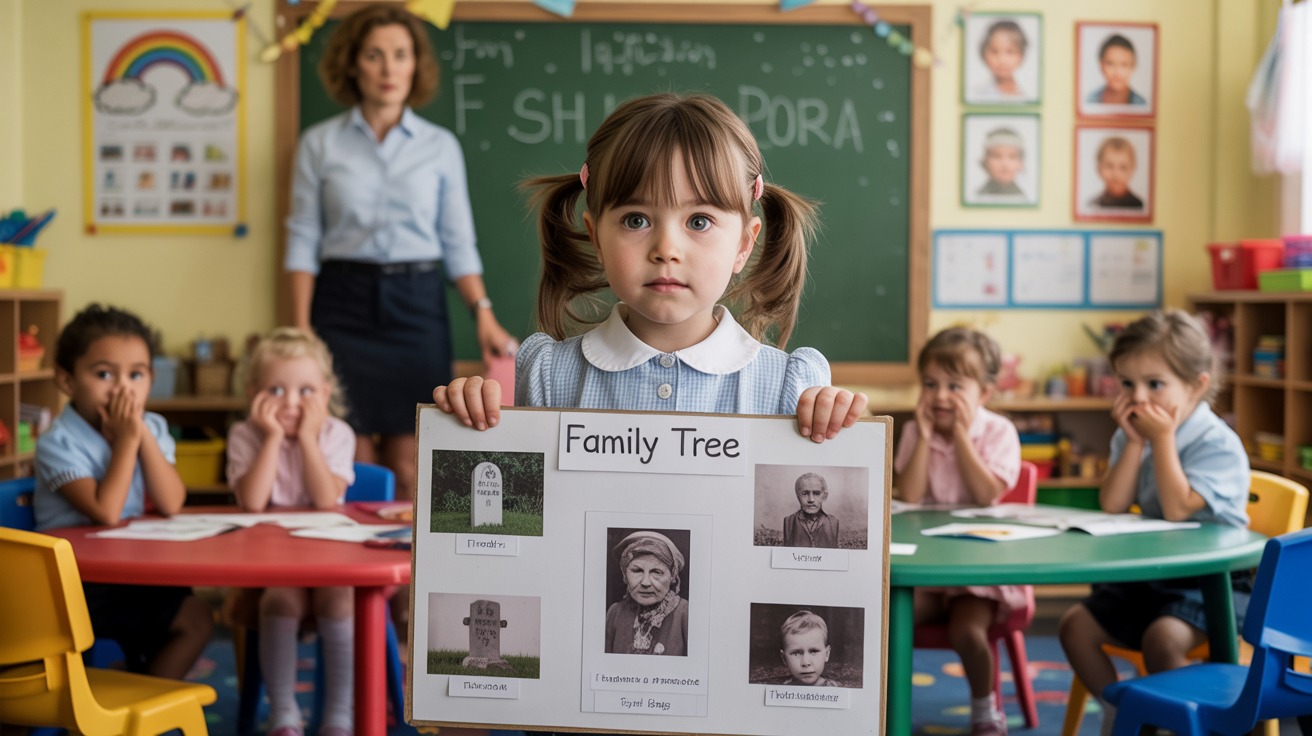 Woman Criticized For Letting Daughter Present Family Tree Project Featuring Dead Ancestors And Headstones