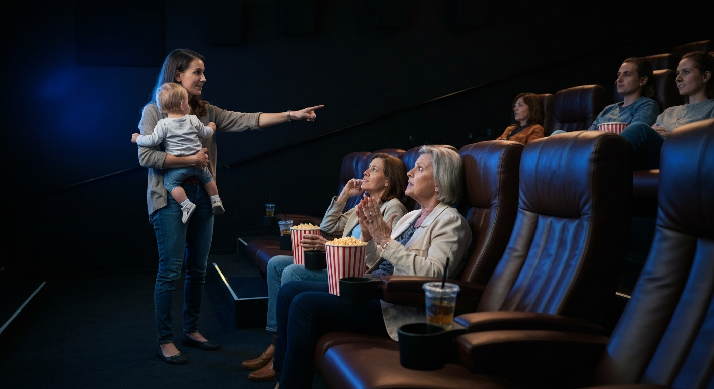 Mom Stands Her Ground When a Stranger Refuses to Leave Her Reserved Movie Seats