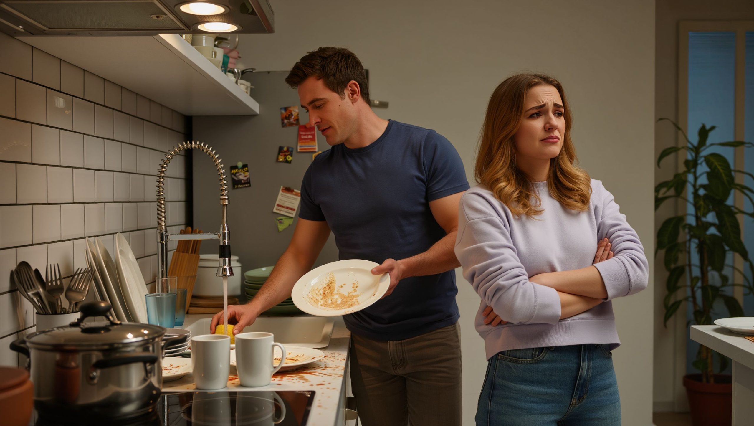 Husband Forces Wife To Watch Dishwashing Demo After She 'Acts Dumb' And Leaves Plates Dirty