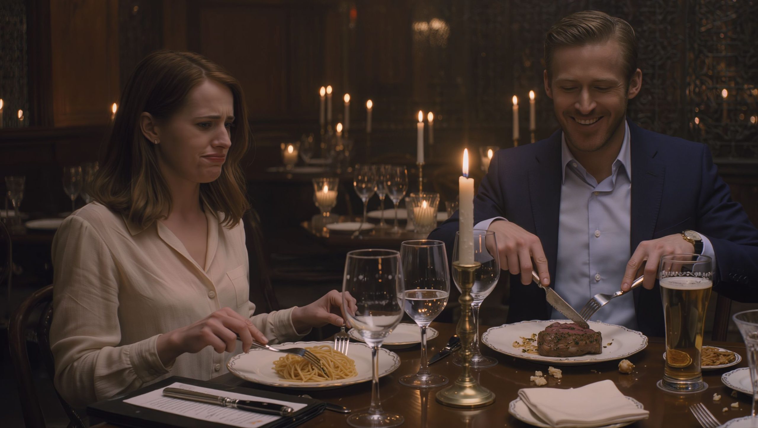 Boyfriend Treats Girlfriend To Fancy Restaurant Dinner But Keeps All The Best Parts For Himself