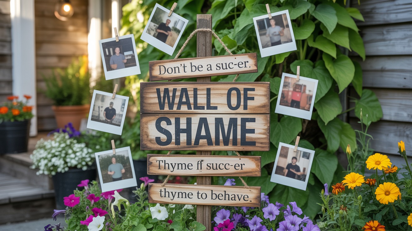 He Built a Pun Filled Garden "Wall of Shame" and Now the Whole Neighborhood Is Mad He Built a Pun Filled Garden "Wall of Shame" and Now the Whole Neighborhood Is Mad