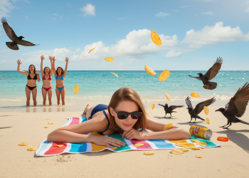 Woman Claims Empty Beach Privacy As Crows Swoop In And Devour Intruders’ Snacks In Revenge