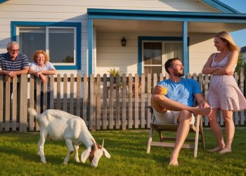 Wife Once Tipped Lawnmower Into Lake, Husband Hires Goat To Do The Job Instead