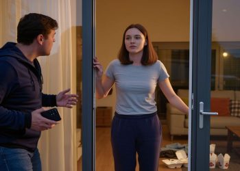 Young Woman Blocks Pushy New Friend From Forcing His Way Into Her Home At Night