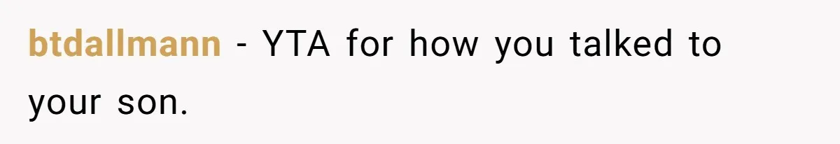 btdallmann − YTA for how you talked to your son.