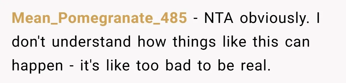 Mean_Pomegranate_485 − NTA obviously. I don't understand how things like this can happen - it's like too bad to be real.