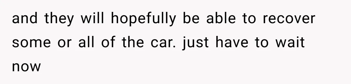 and they will hopefully be able to recover some or all of the car. just have to wait now