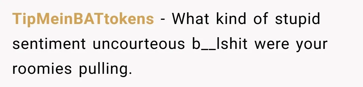 TipMeinBATtokens − What kind of stupid sentiment uncourteous b__lshit were your roomies pulling.