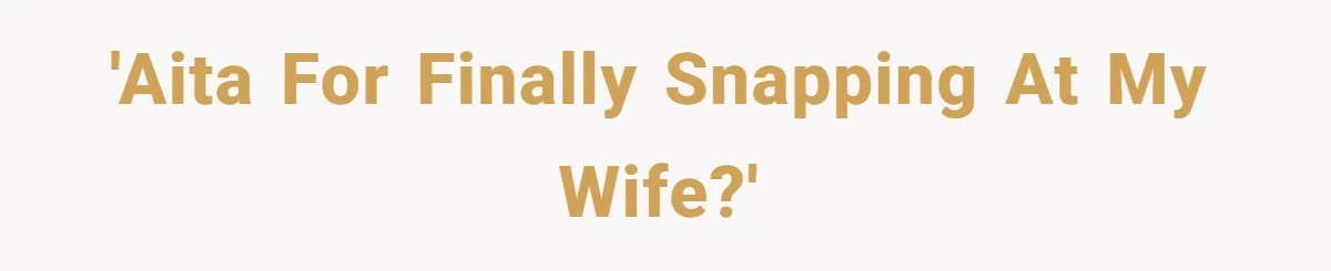 'AITA for finally snapping at my wife?'