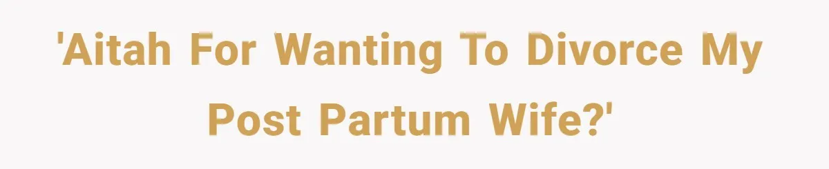 'AITAH for wanting to divorce my post partum wife?'
