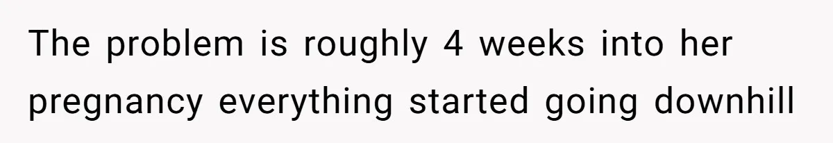 The problem is roughly 4 weeks into her pregnancy everything started going downhill