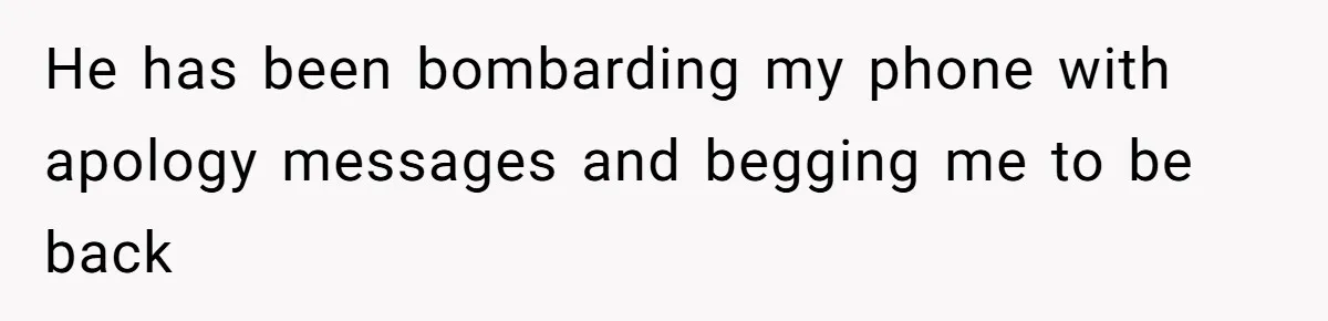 He has been bombarding my phone with apology messages and begging me to be back