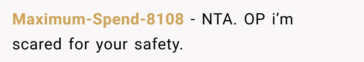 Maximum-Spend-8108 − NTA. OP i’m scared for your safety.
